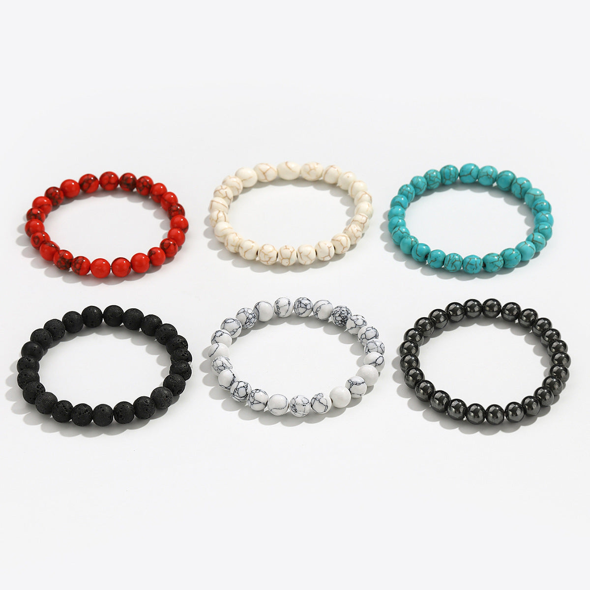 5pcs Natural Turquoise 8mm Beaded Bracelet Unisex Couple Gift Fashion BraceletS