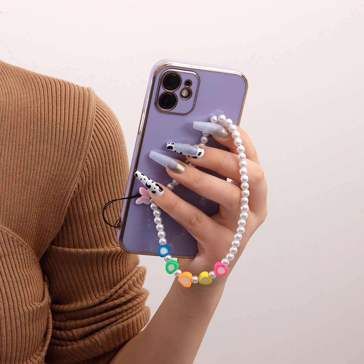 ins European and American style hot beaded mobile phone rope women's new mobile phone chain DIY love letter combination free matching