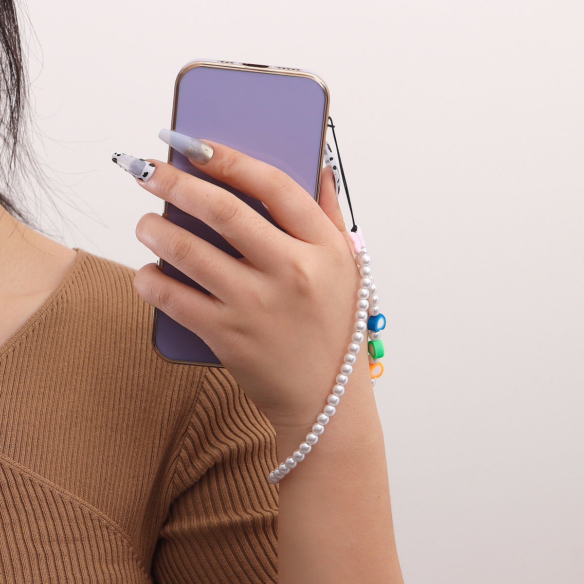 ins European and American style hot beaded mobile phone rope women's new mobile phone chain DIY love letter combination free matching