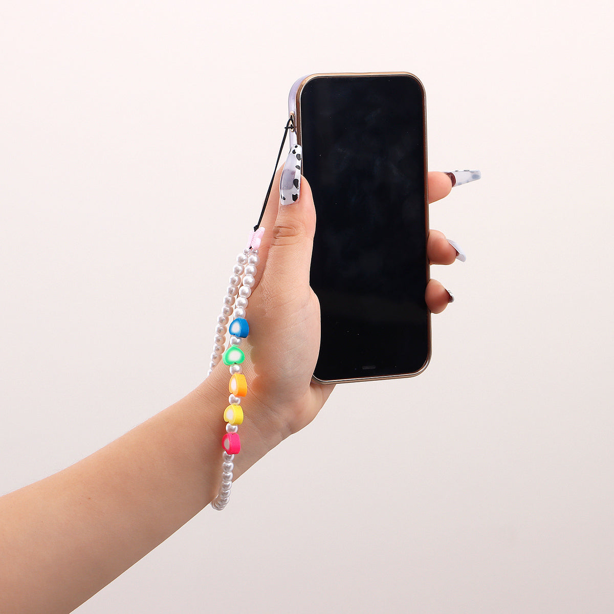 ins European and American style hot beaded mobile phone rope women's new mobile phone chain DIY love letter combination free matching