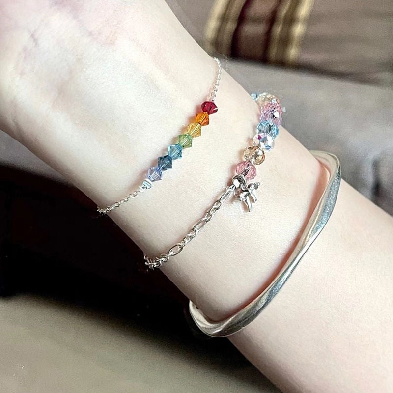 Rainbow Summer Gradient Color Zircon Bracelet Sweet Beauty High-Looking Value Niche High-Grade Temperament Female Summer