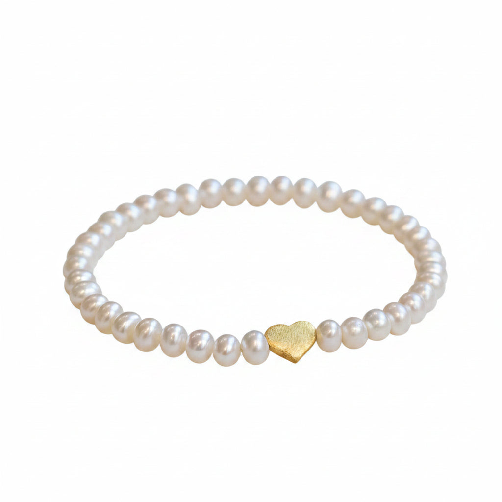 Imitation Pearl Bracelet for Women, High-End Heart Pendant, Adjustable Elastic, Simple and Versatile Gift , Crystal Beads