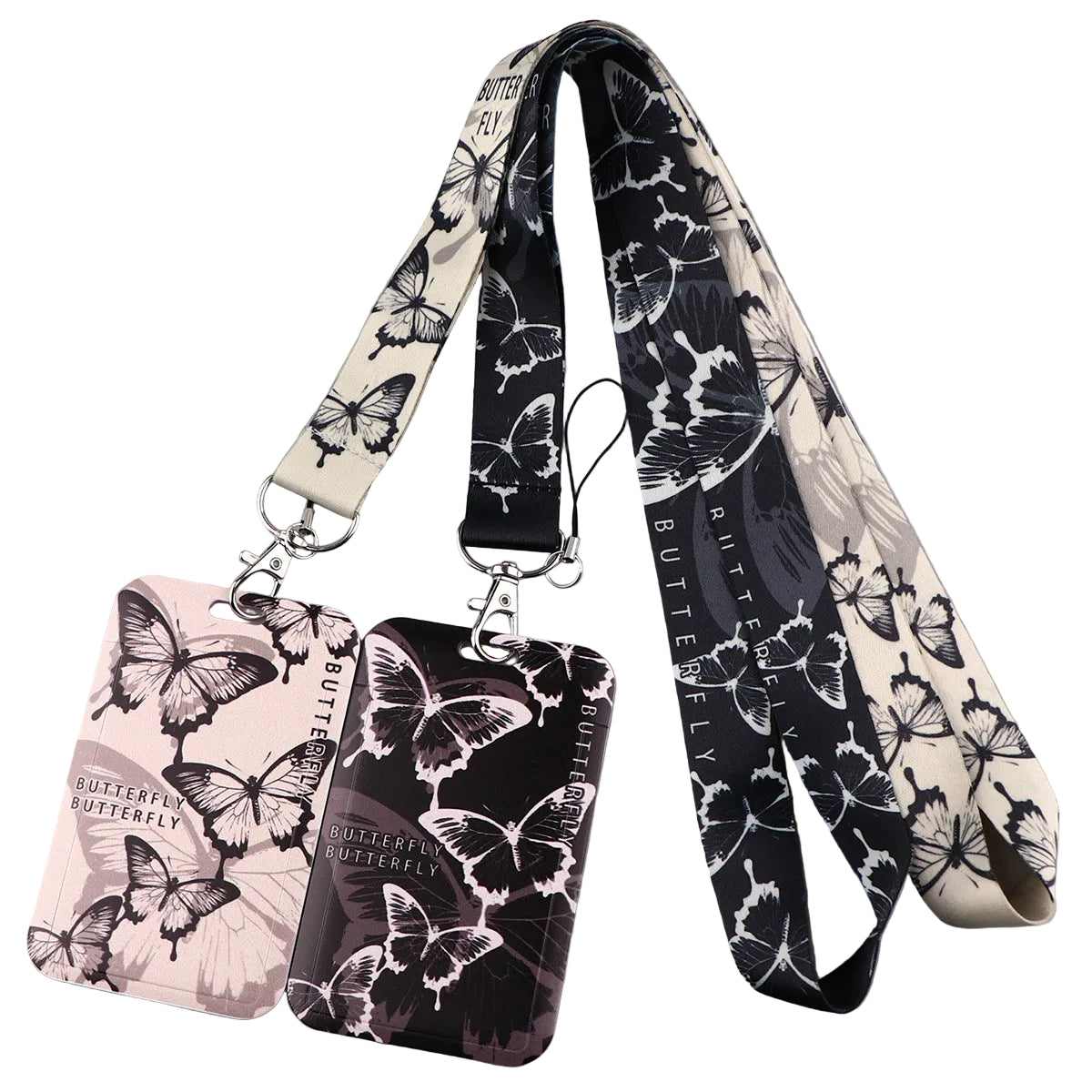 New Retro High-grade Butterfly Lanyard Card Set Ribbon Student Daily Simple Hanging  Combination Work Card Mobile Phone
