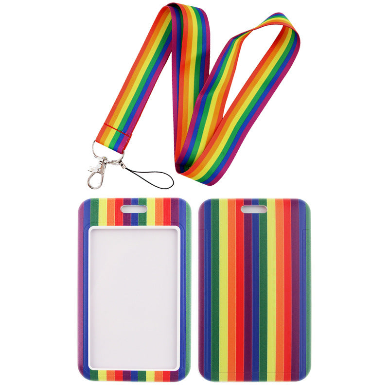 Rainbow Series Mobile Phone Hanging Rope Card Set U Disk Hanging Rope Ribbon Work Bus Listing Plastic Hard Card Set
