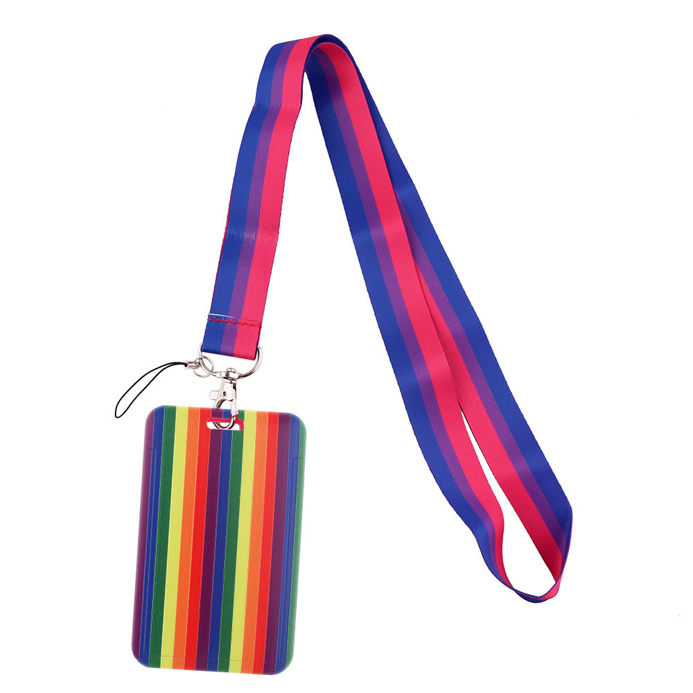 Rainbow Series Mobile Phone Hanging Rope Card Set U Disk Hanging Rope Ribbon Work Bus Listing Plastic Hard Card Set