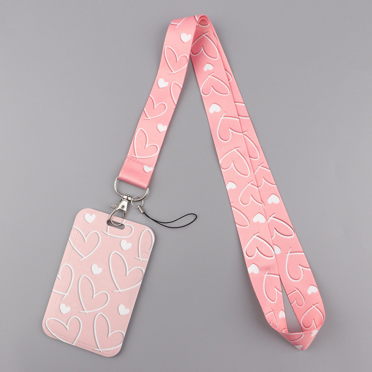 New Heart-Shaped Mobile Phone Lanyard Card Holder Student Bus Card Exhibition Id Personalized Trendy Hard Shell Protective Cover