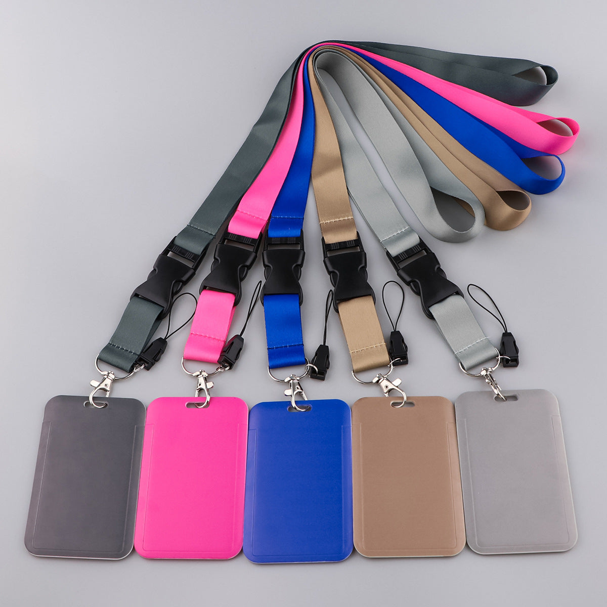 Twelve-Color Mobile Phone Lanyard, Hard-Shell Card Holder for Id, Camera, Keys, Work Badge, and Bus Pass