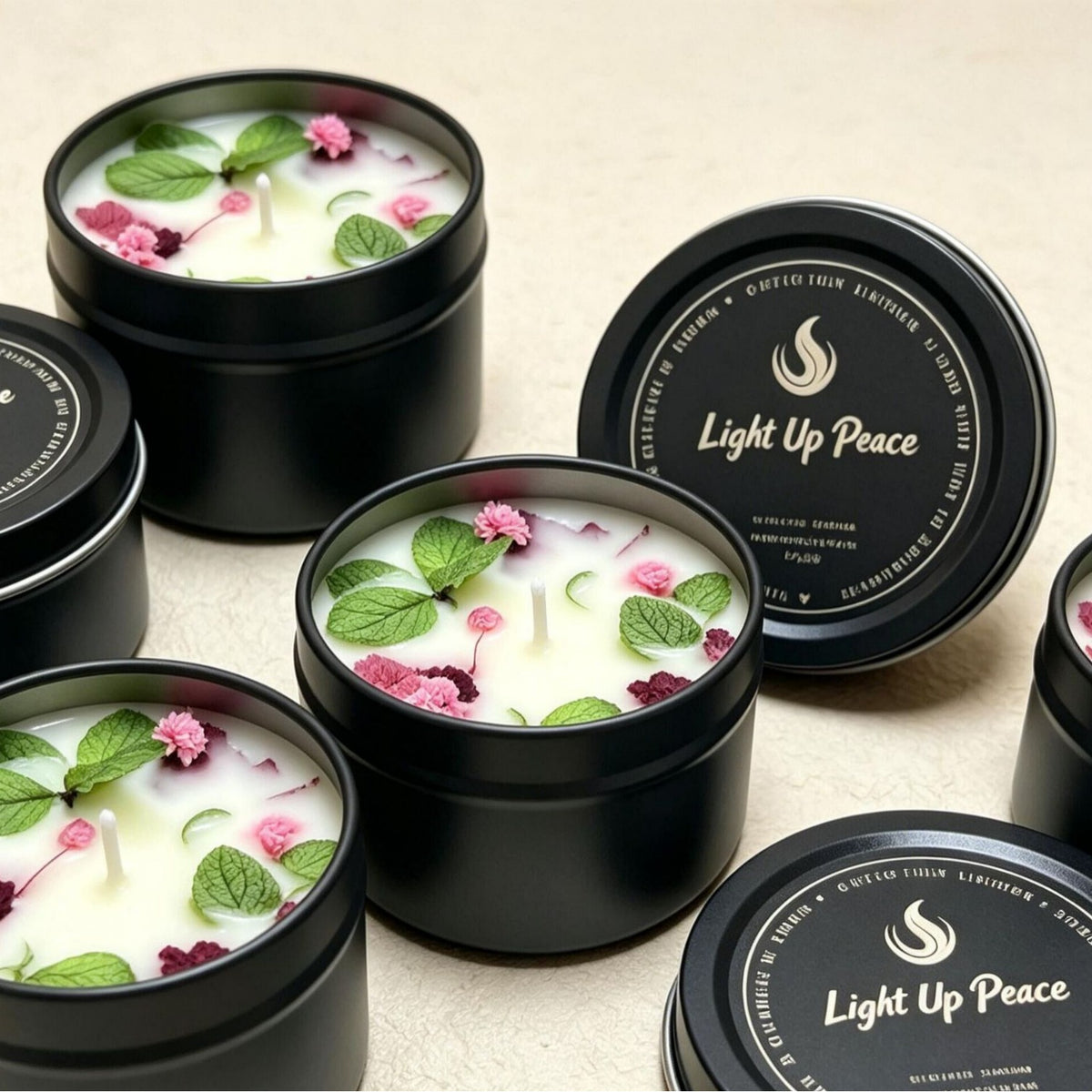 Cross-Border Dried Flower Scented Candles in Black Tin Cans, Smokeless Soy Wax, Bedroom Fragrance Diffuser, Birthday Gift Wholesale