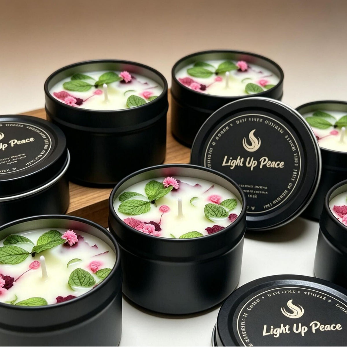 Cross-Border Dried Flower Scented Candles in Black Tin Cans, Smokeless Soy Wax, Bedroom Fragrance Diffuser, Birthday Gift Wholesale