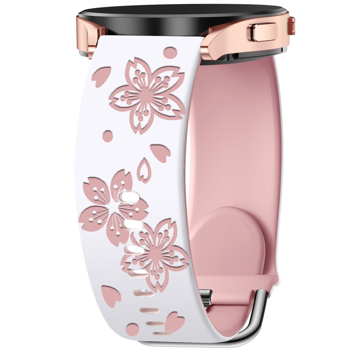 3D Laser-Engraved Silicone Watch Bands with a Three-Dimensional Two-Tone Cherry Blossom Design in a Fashionable Cherry Blossom Style