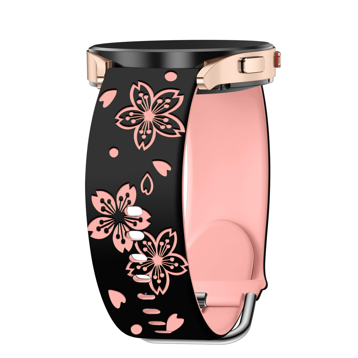 3D Laser-Engraved Silicone Watch Bands with a Three-Dimensional Two-Tone Cherry Blossom Design in a Fashionable Cherry Blossom Style