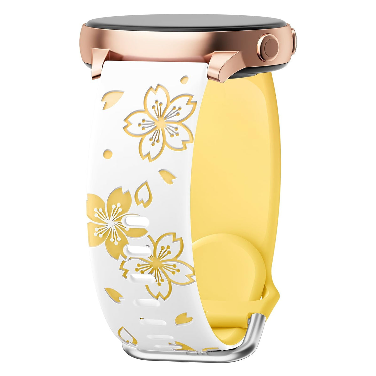 3D Laser-Engraved Silicone Watch Bands with a Three-Dimensional Two-Tone Cherry Blossom Design in a Fashionable Cherry Blossom Style