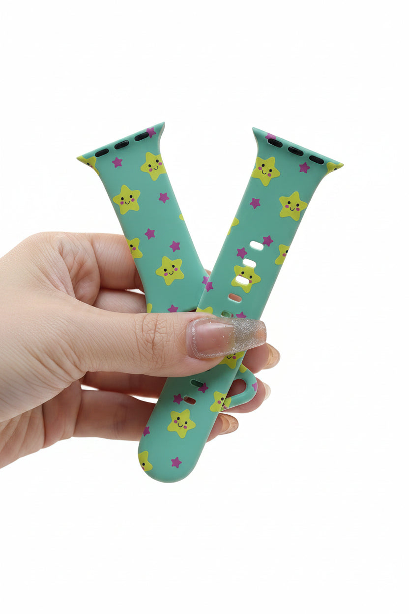 Suitable for Apple iWatch Butterfly Buckle Printed Silicone Watch Strap S10/11 Smart Watch Replacement Sports Strap