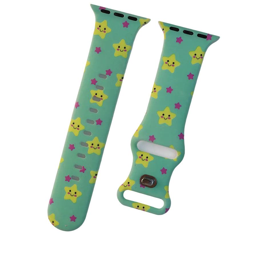 Suitable for Apple iWatch Butterfly Buckle Printed Silicone Watch Strap S10/11 Smart Watch Replacement Sports Strap