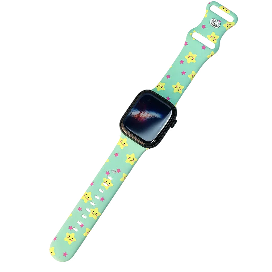 Suitable for Apple iWatch Butterfly Buckle Printed Silicone Watch Strap S10/11 Smart Watch Replacement Sports Strap