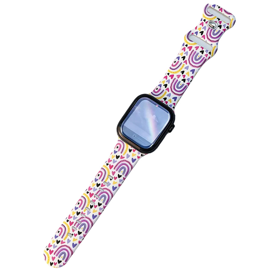 Apple Watch Apple Watchs10 Flower Printed Silicone Strap IWatch