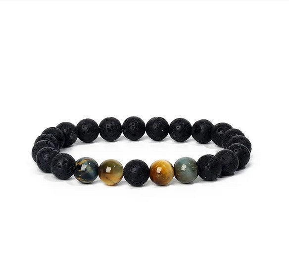 8mm Tiger Eye Stone volcanic stone female gift yoga bracelet DIY agate beads bracelet cross-border supply f21