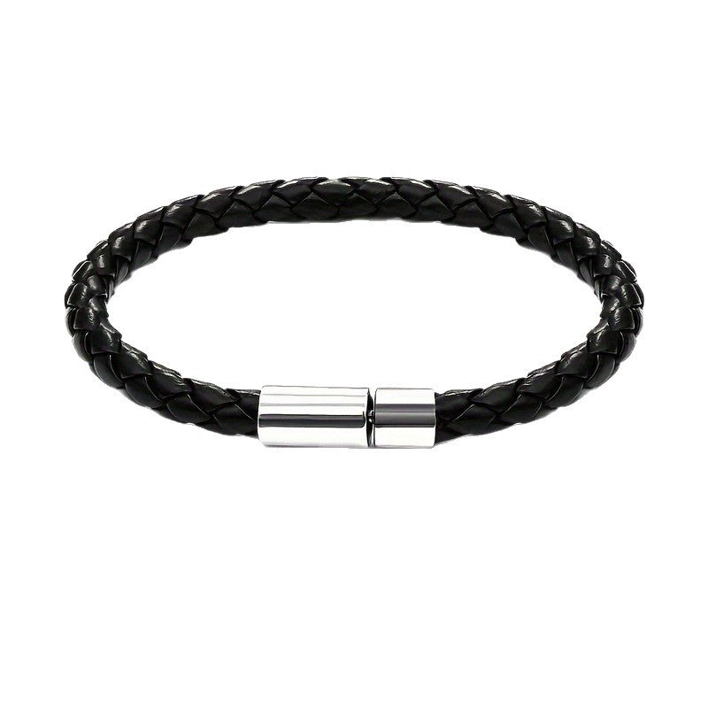 New Leather Braided with Alloy Magnetic Clasp, Vintage Men's Bracelet