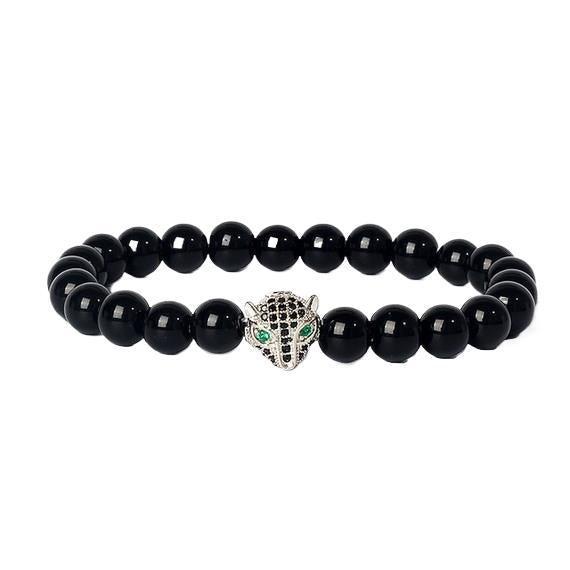 8mm frosted stone  zircon leopard head volcanic stone synthetic turquoise weathering agate beaded bracelet c46