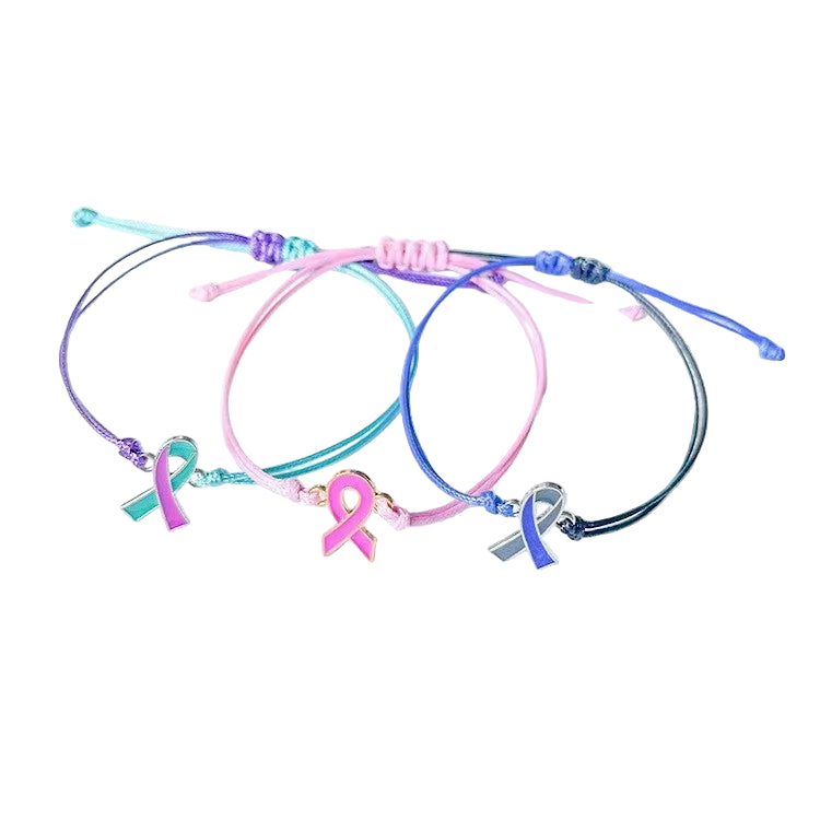 Breast Prevention  Cares for Women's Health Breast Care Day Hand-Woven  Pink Ribbon Bracelet
