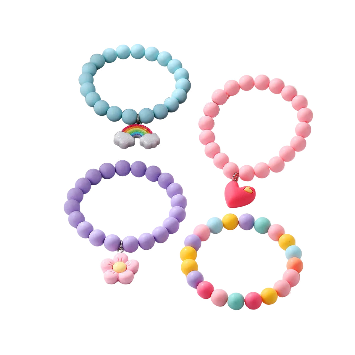 Bohemian Heart-Shaped Acrylic Cute Pink Letter Bracelet Colorful Beaded Bracelet Set