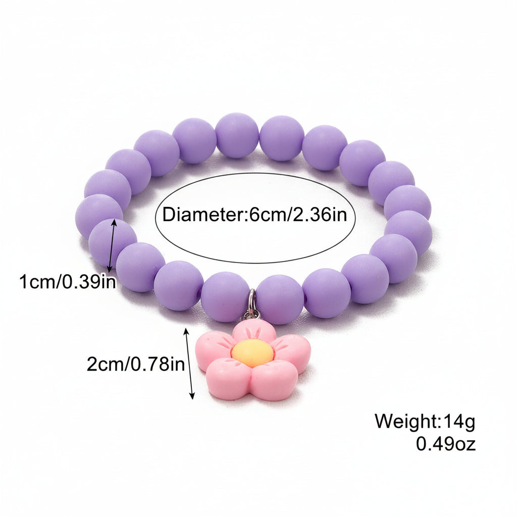 Bohemian Heart-Shaped Acrylic Cute Pink Letter Bracelet Colorful Beaded Bracelet Set