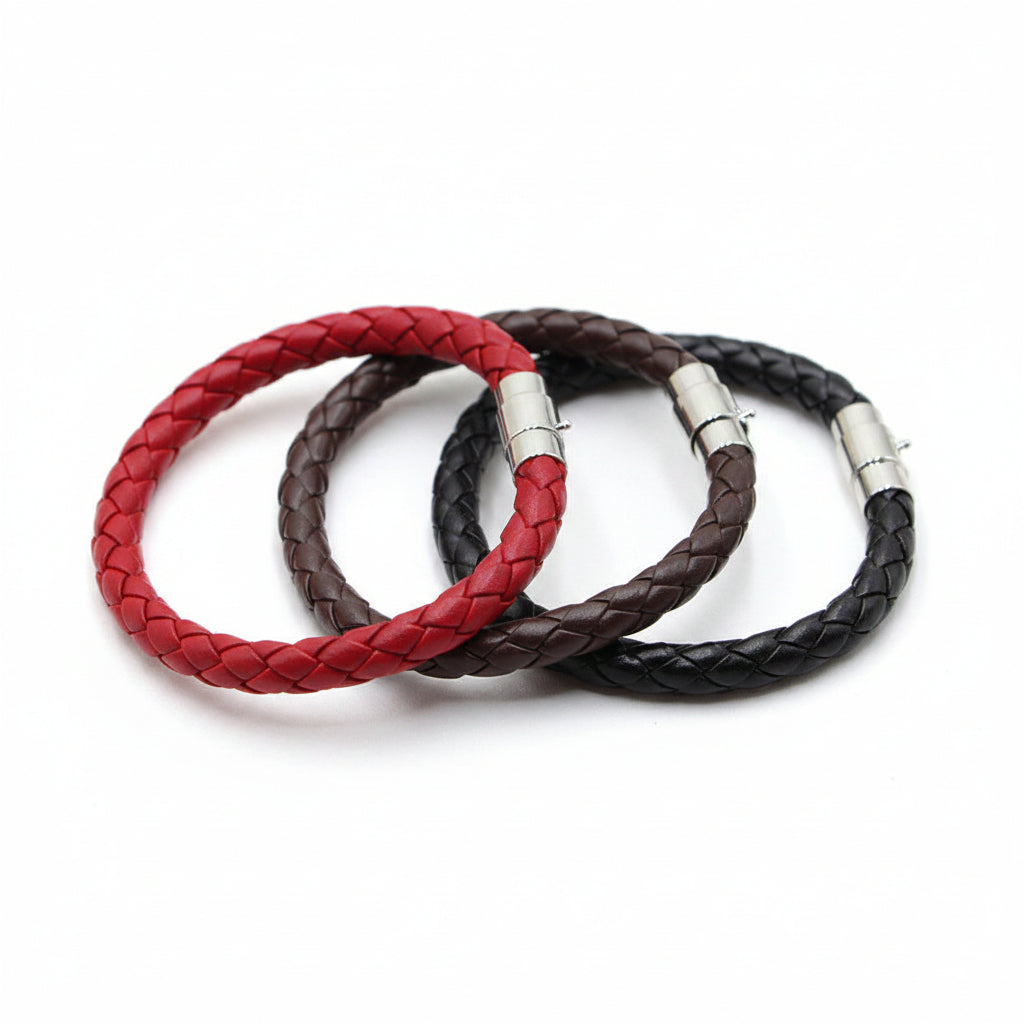 Magnetic buckle PU bracelet wish men's woven leather rope leather couple bracelet