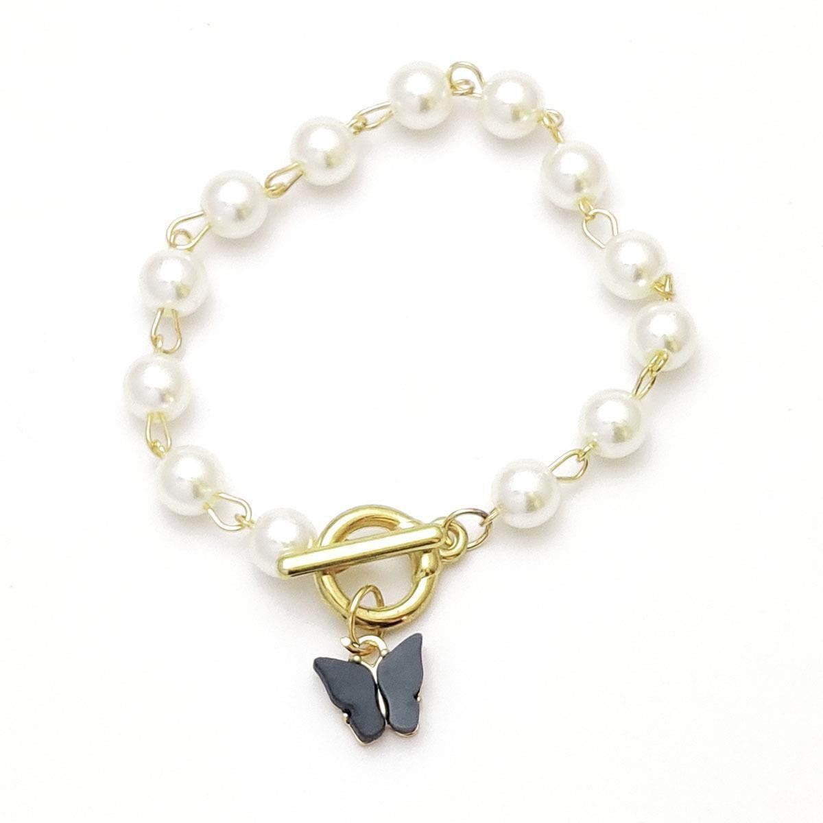 Butterfly pendant pearl bracelet women's Japanese and Korean fashion pearl bracelet