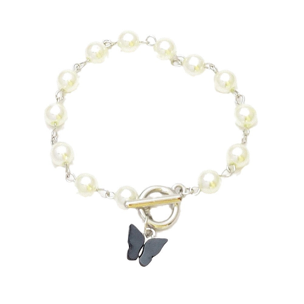 Butterfly pendant pearl bracelet women's Japanese and Korean fashion pearl bracelet
