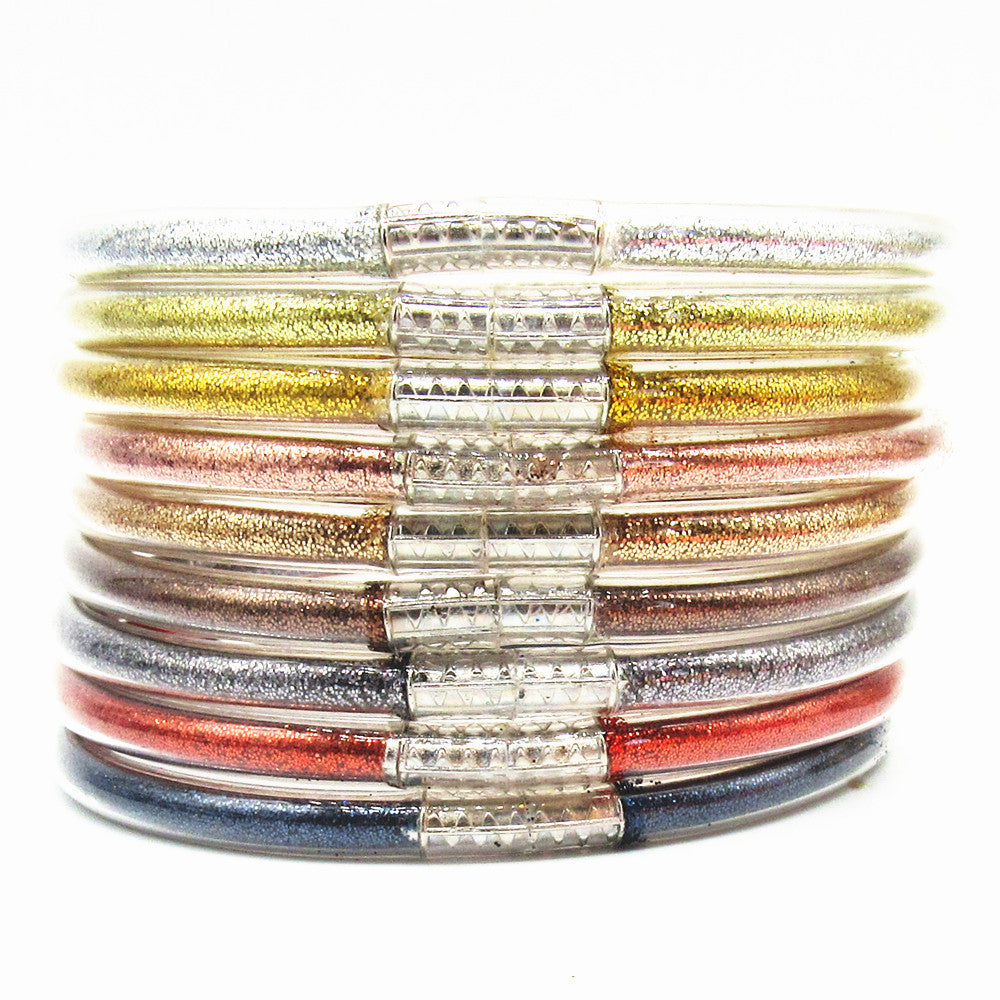 9-Layer Transparent Silicone Tube Pvc Gold Powder Bracelet with Silver Stopper Style Jelly Bangle Women's Bracelet Mixed Batch