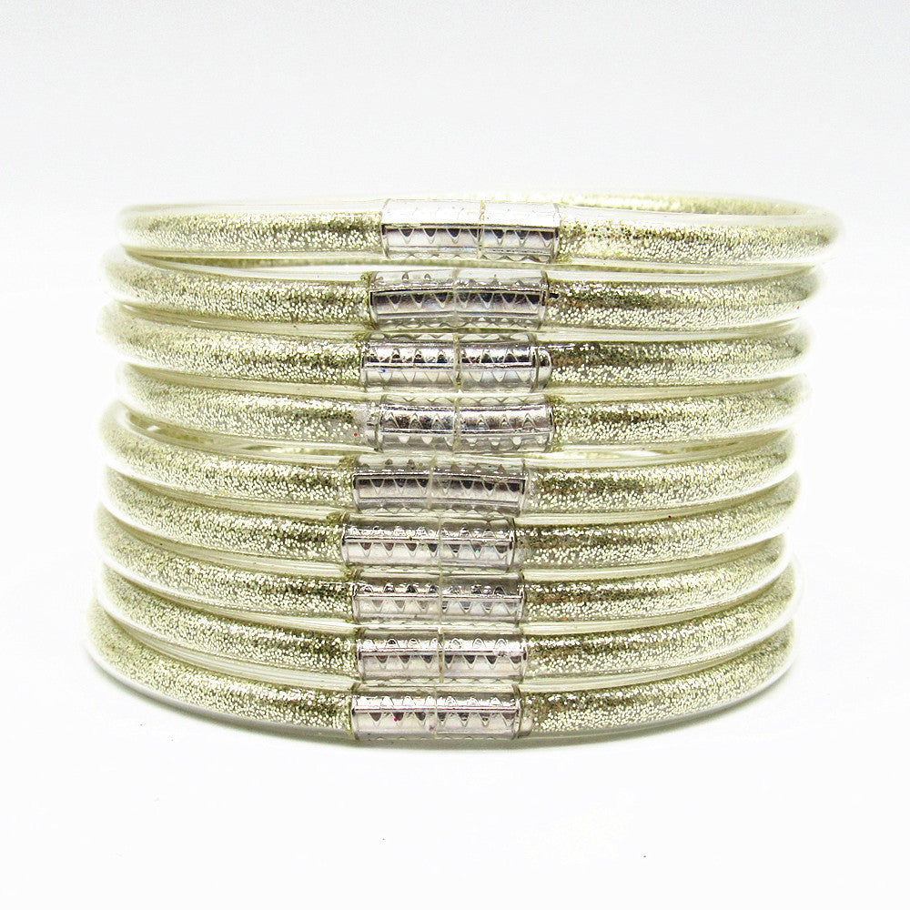 9-Layer Transparent Silicone Tube Pvc Gold Powder Bracelet with Silver Stopper Style Jelly Bangle Women's Bracelet Mixed Batch