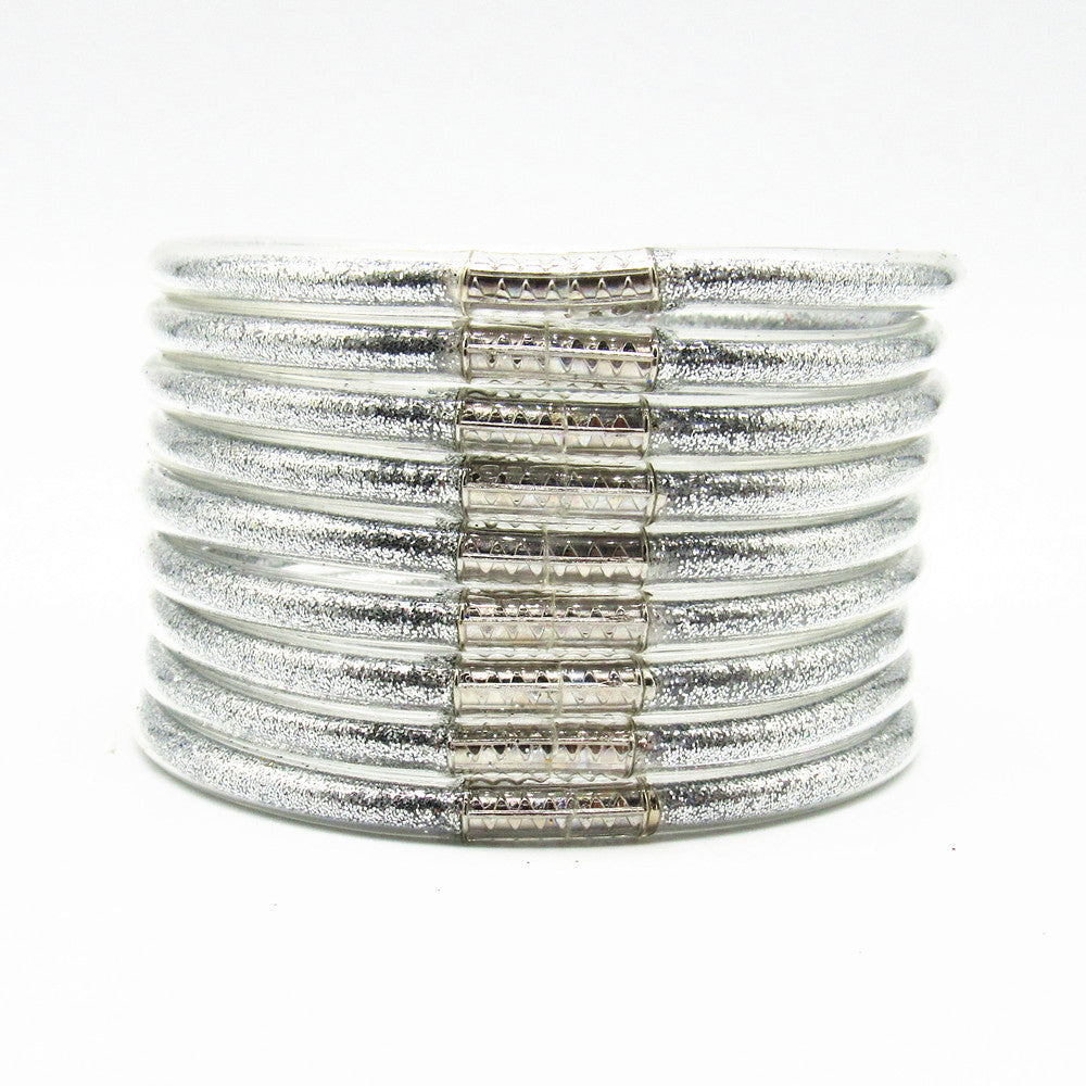 9-Layer Transparent Silicone Tube Pvc Gold Powder Bracelet with Silver Stopper Style Jelly Bangle Women's Bracelet Mixed Batch