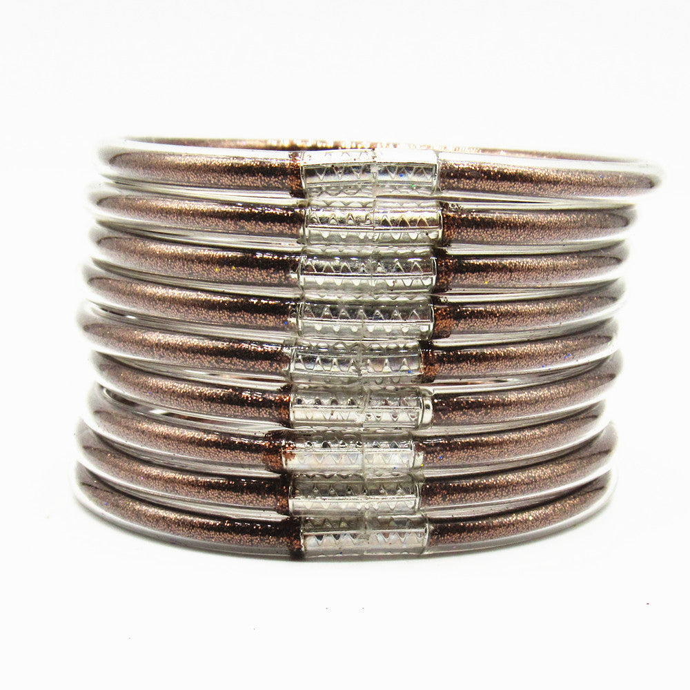 9-Layer Transparent Silicone Tube Pvc Gold Powder Bracelet with Silver Stopper Style Jelly Bangle Women's Bracelet Mixed Batch
