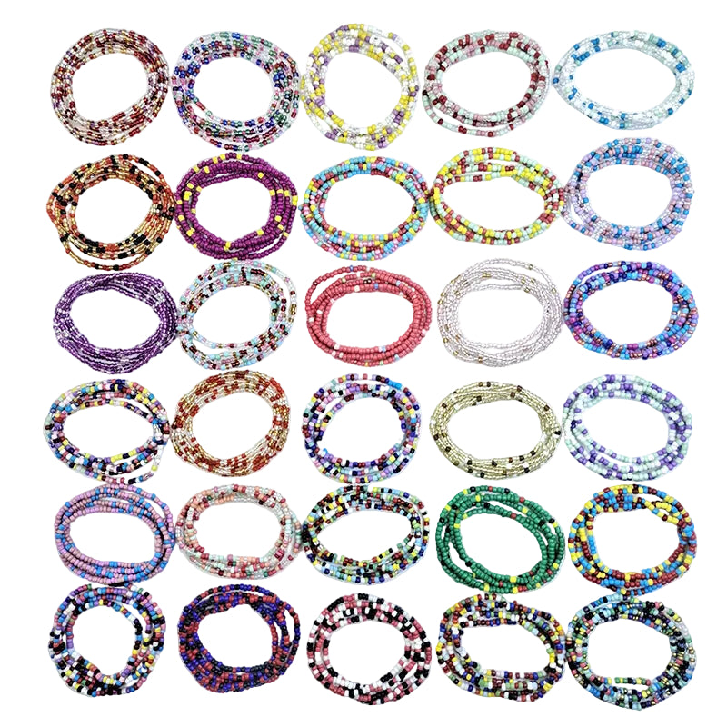 Body Chain with Glass Seed Beads, Fashionable Magic Hand Fish Pendant Accessories, Elastic Handmade Beaded Jewelry Waist Chain
