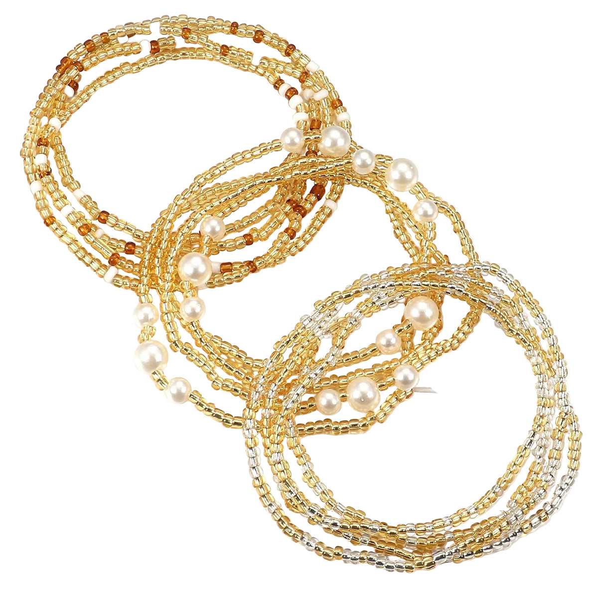Three-Piece Set of Waist Beads for Women, Navel Style, Plus Size Bikini, Elastic Chain, Body Chain, African Waist Bead Chain
