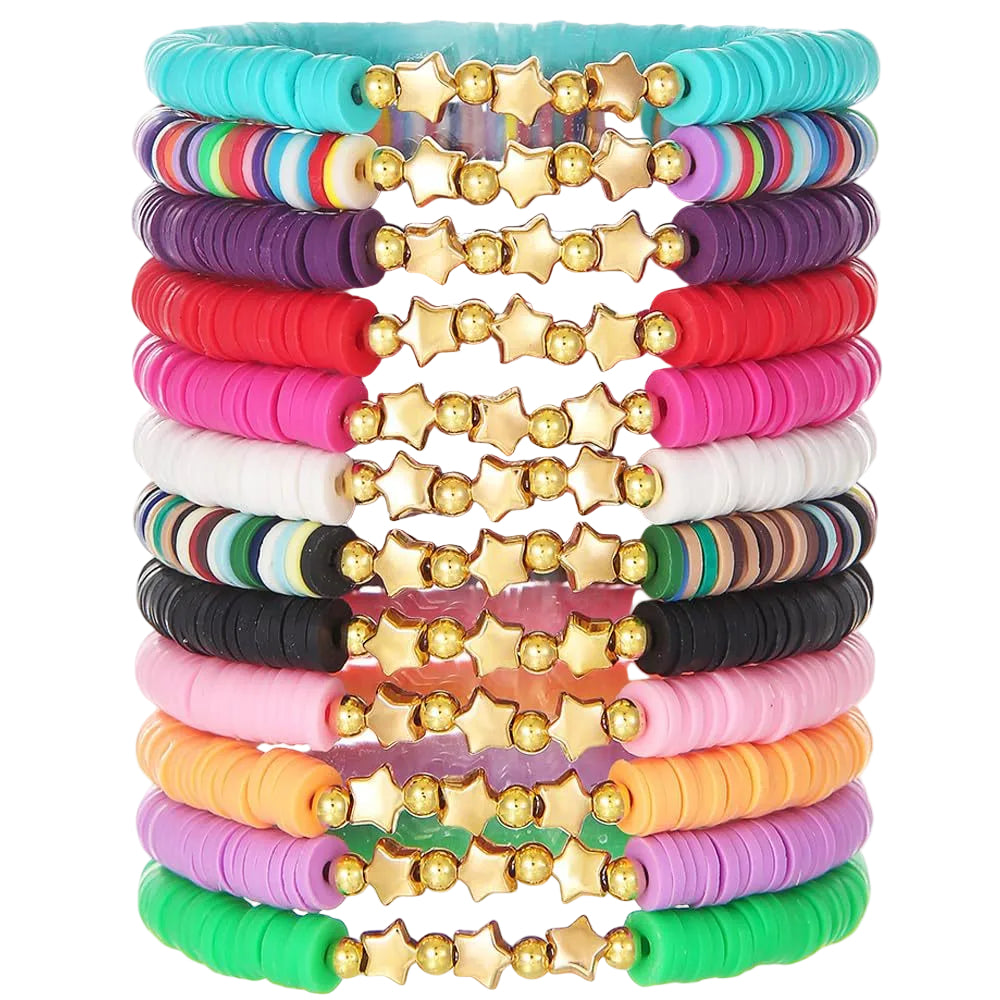 12 Pieces Taylor Friendship  6mm Beach  Women's Soft Pottery Bracelet Couple Jewelry