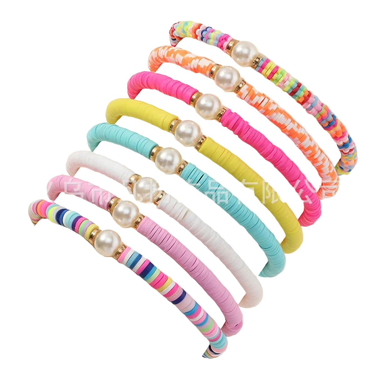 Pearl Flower Handmade Soft Pottery Bracelet Temperament Fashion Color suit Bohemian Style