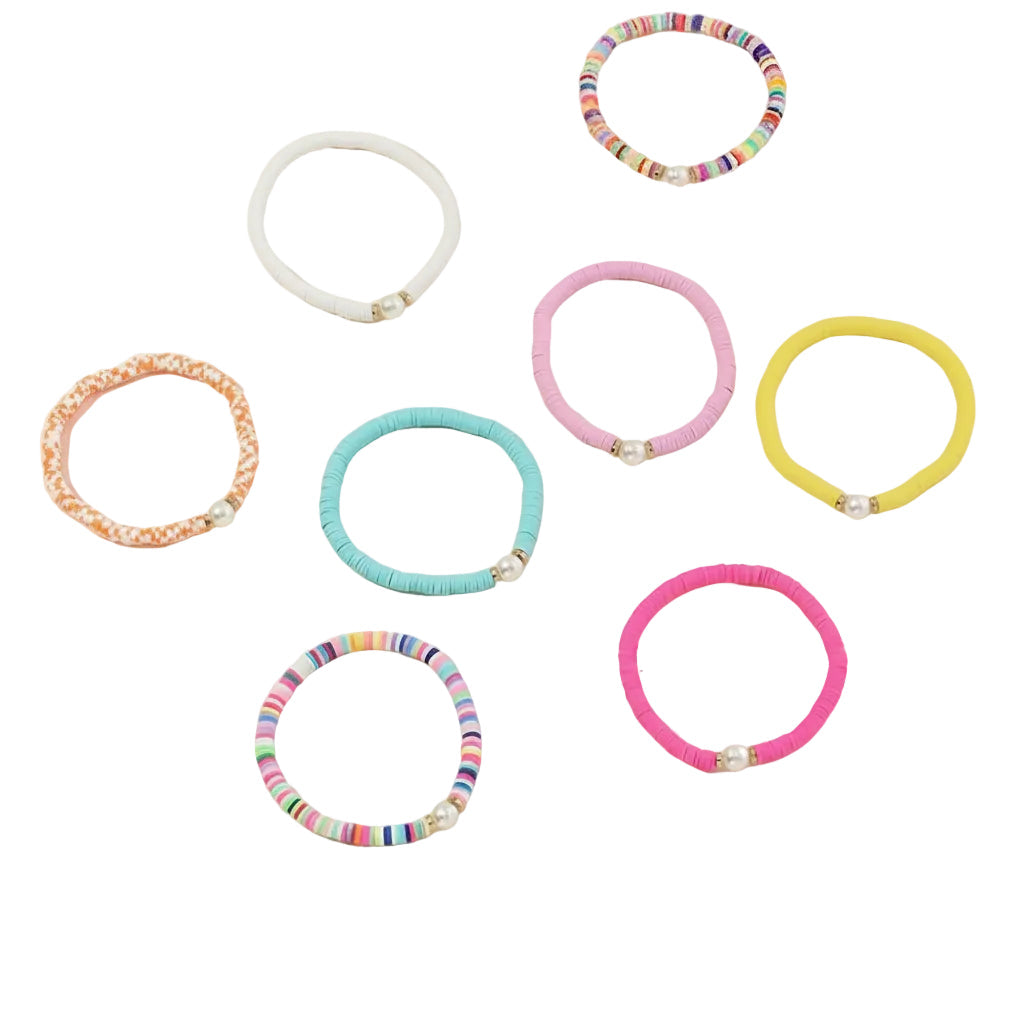 Pearl Flower Handmade Soft Pottery Bracelet Temperament Fashion Color suit Bohemian Style