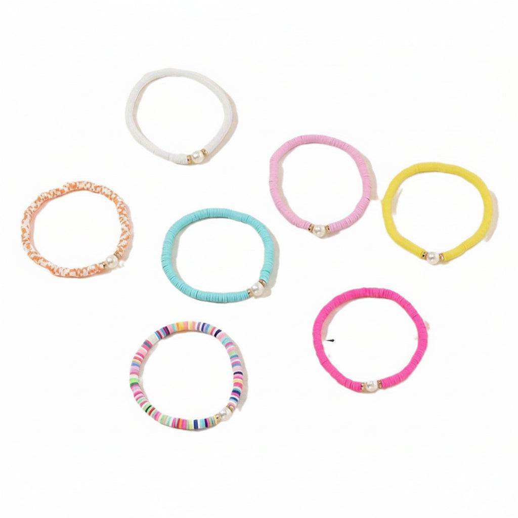 Pearl Flower Handmade Soft Pottery Bracelet Temperament Fashion Color suit Bohemian Style