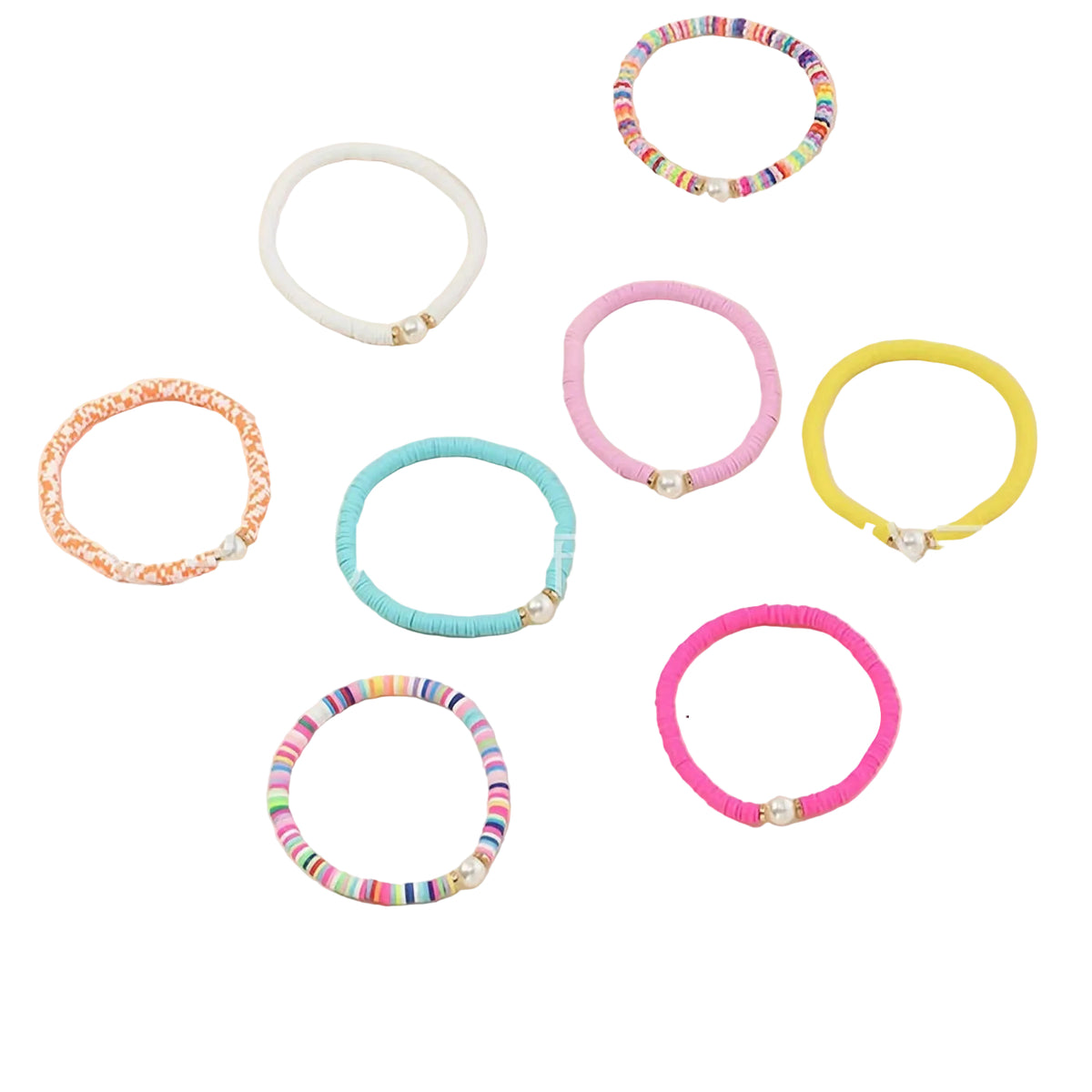 Pearl Flower Handmade Soft Pottery Bracelet Temperament Fashion Color suit Bohemian Style