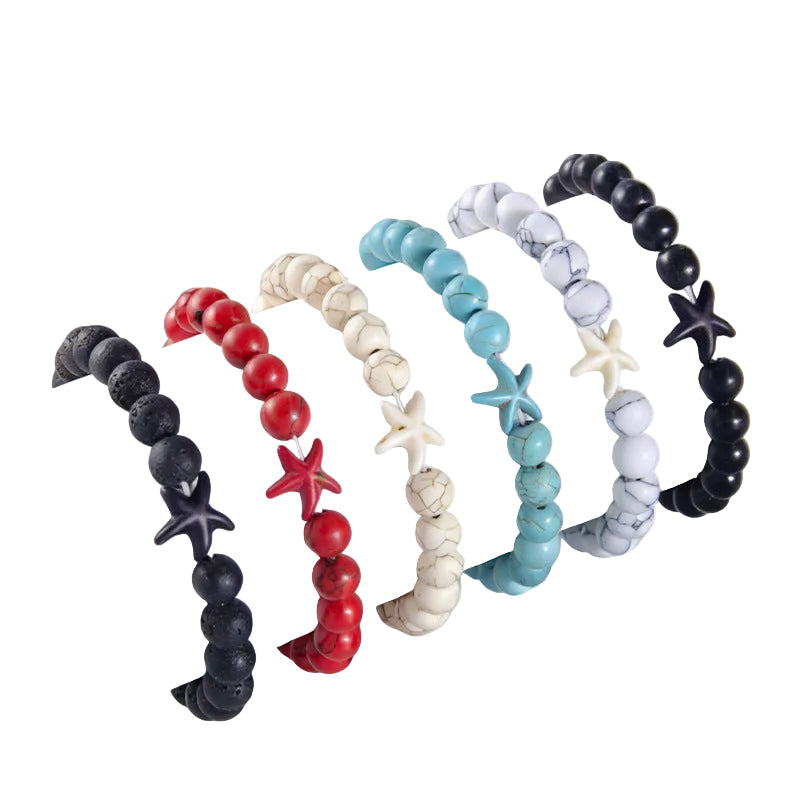 Starfish Handmade Beaded Bracelet, Fashionable Commuter Style Elastic Cord