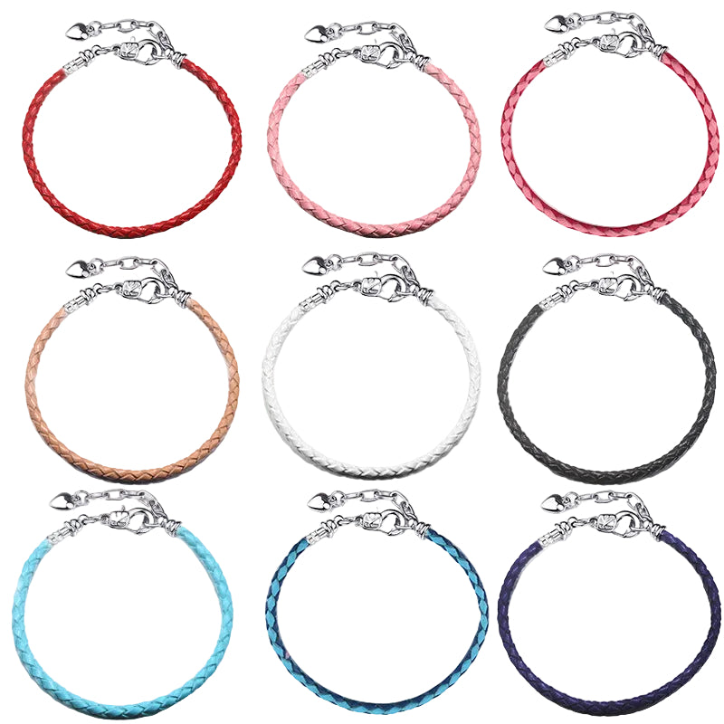Transporter Finished Red  Love Extension Chain Lobster Buckle Leather Rope Leather Bracelet