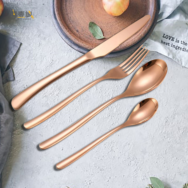 Stainless Steel Moonlight Series Western Food Tableware Set Nordic Style Knife, Fork and Spoon Four-piece Set Hotel Gift Tableware