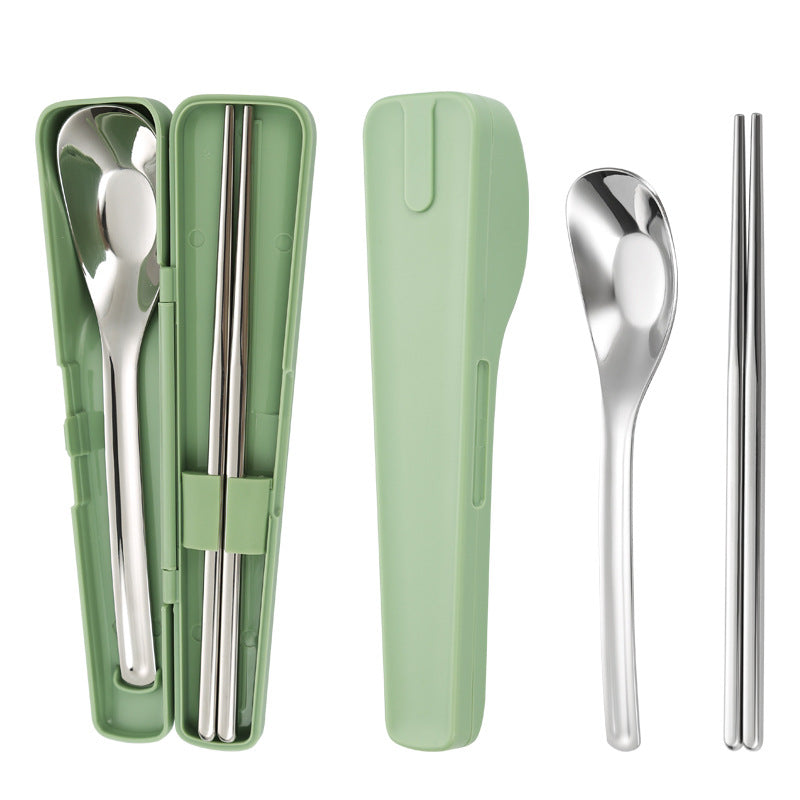 Japanese Style Portable Tableware suit 304 Stainless Steel Piece Piece Spoon Chopsticks Two-piece New Style Outdoor Tableware for Students