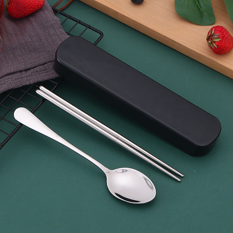 stainless steel chopsticks spoon Fork three-piece tableware affordable student gift outdoor LOGO tableware set Wholesale
