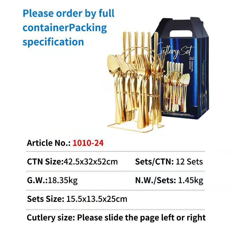 Stainless Steel Amazon 1010 Cutlery Set 24-Piece Gift Box Western Steak Knife, Fork, Spoon Gift Set