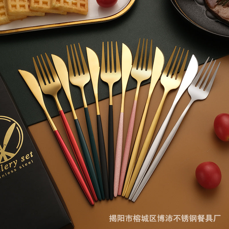 Stainless Steel Tableware Gift Box suit Portuguese Steak Knife and Fork Spoon Chopsticks Two-piece Western Tableware Gift Box