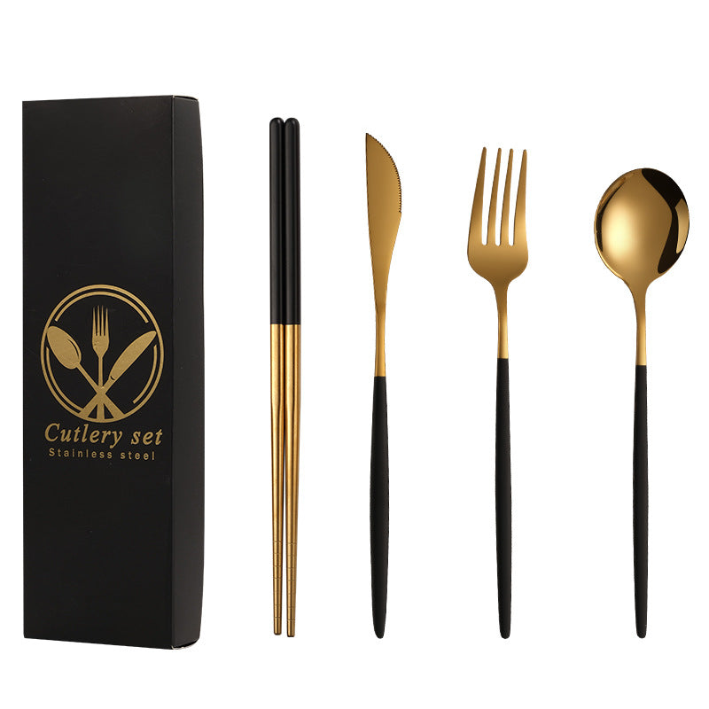 Stainless Steel Tableware Gift Box suit Portuguese Steak Knife and Fork Spoon Chopsticks Two-piece Western Tableware Gift Box