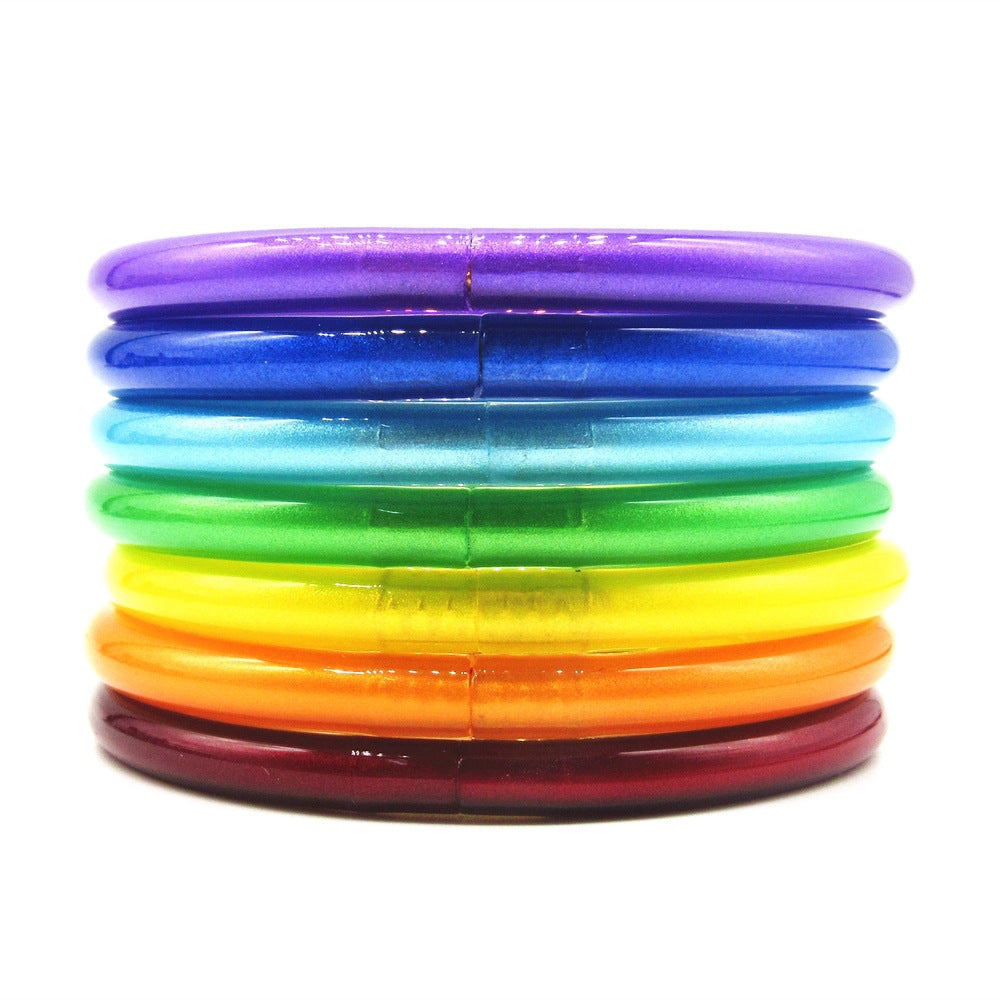 Amazon hot sale PVC silicone tube gold powder bracelet cross-border Jelly bangles hot bracelet 7 Layers