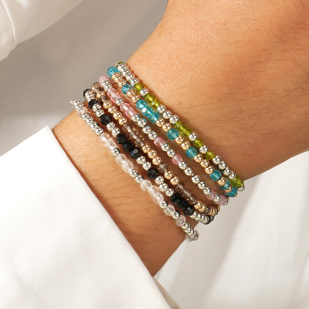 Cross-border Hot Crystal Bracelet Couple Fashion New Bracelet European and American Handmade Beaded Fashion High-end Sense Bracelet